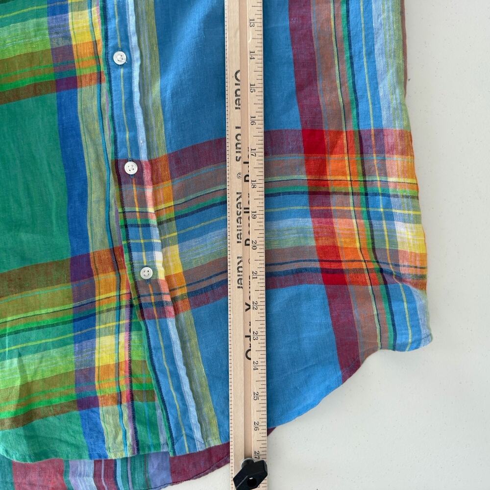 Polo Ralph Lauren Shirt Womens Small Plaid 100% Linen Button Up Long Sleeve - Picture 16 of 16